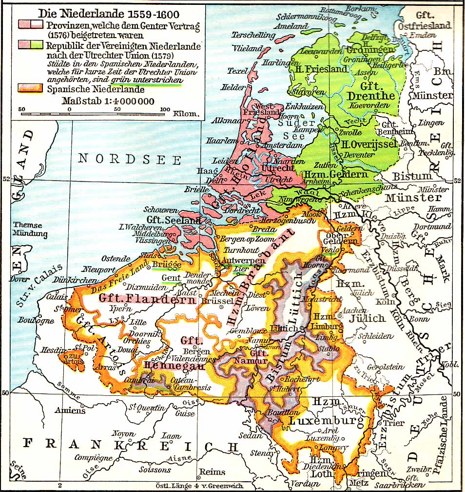 Nederland tussen 1559 en 1600.